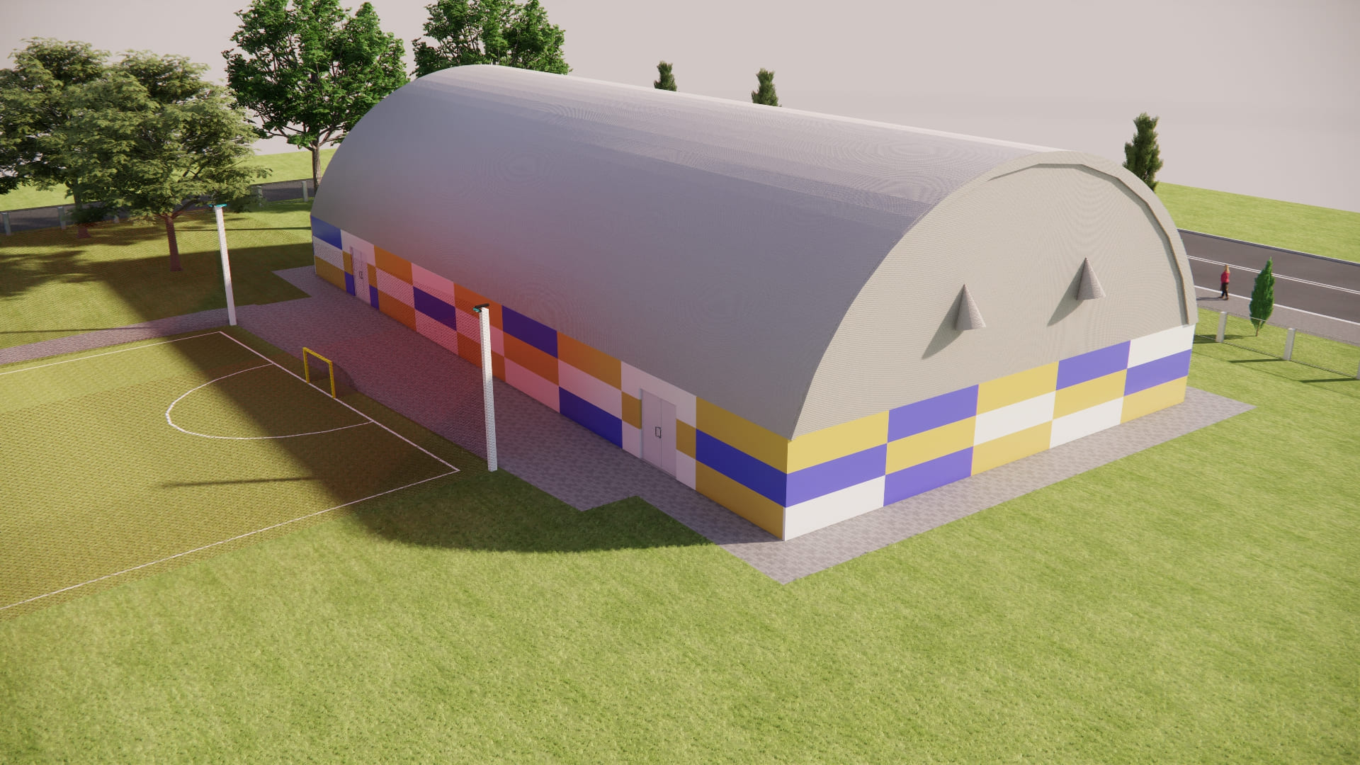 New construction of a (multimedia) covered children's sports ground 
